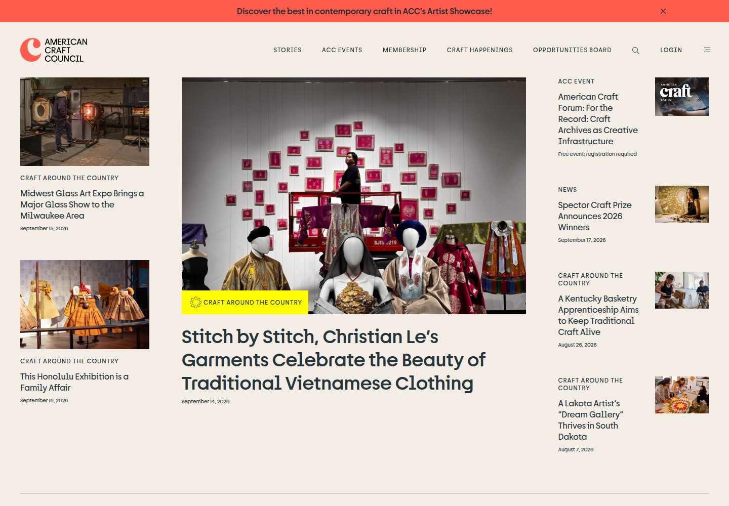 American Craft Council website screenshot
