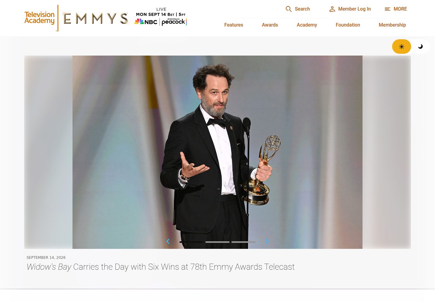 Television Academy website screenshot