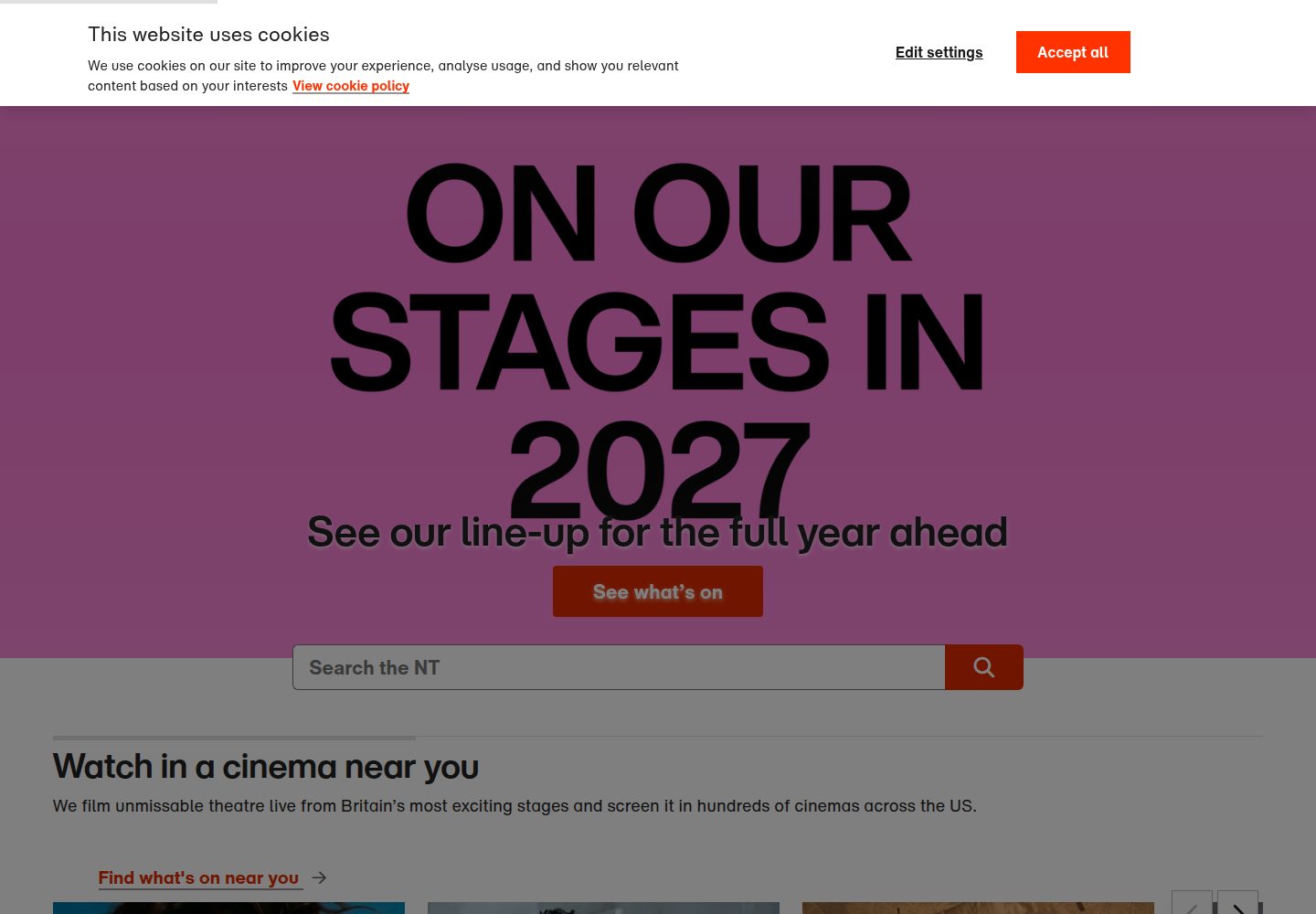 National Theatre website screenshot