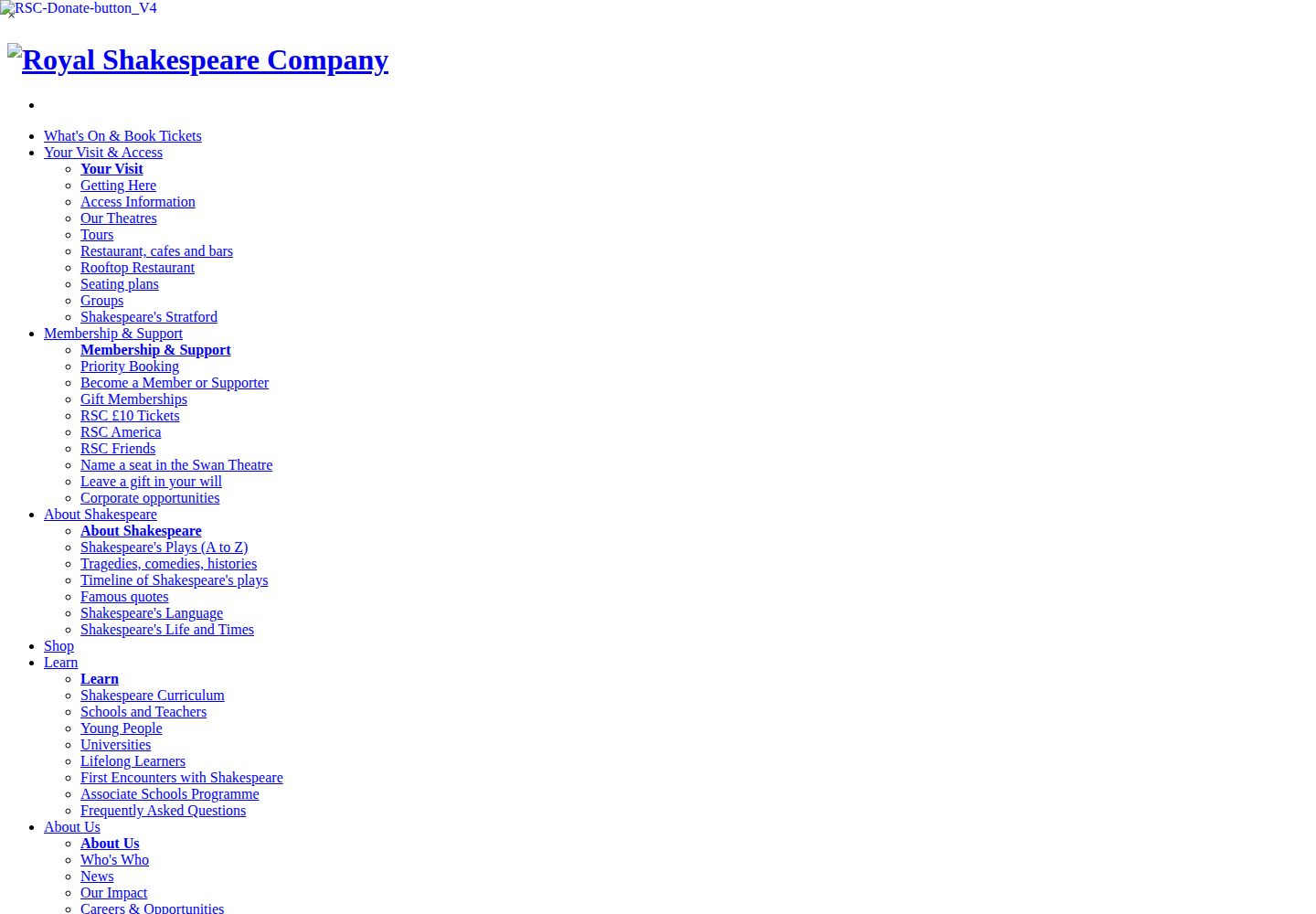 Royal Shakespeare Company website screenshot