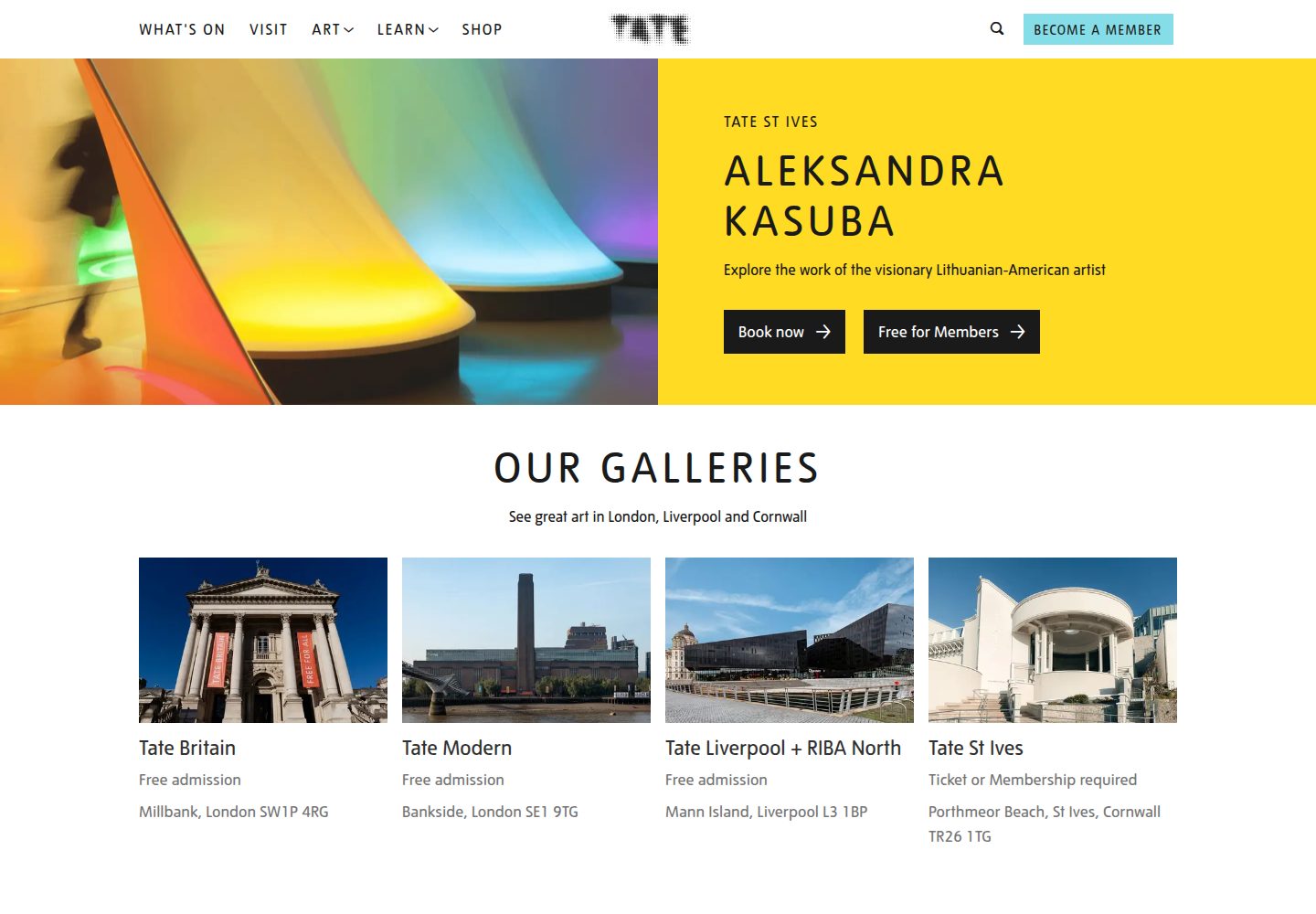 Tate website screenshot