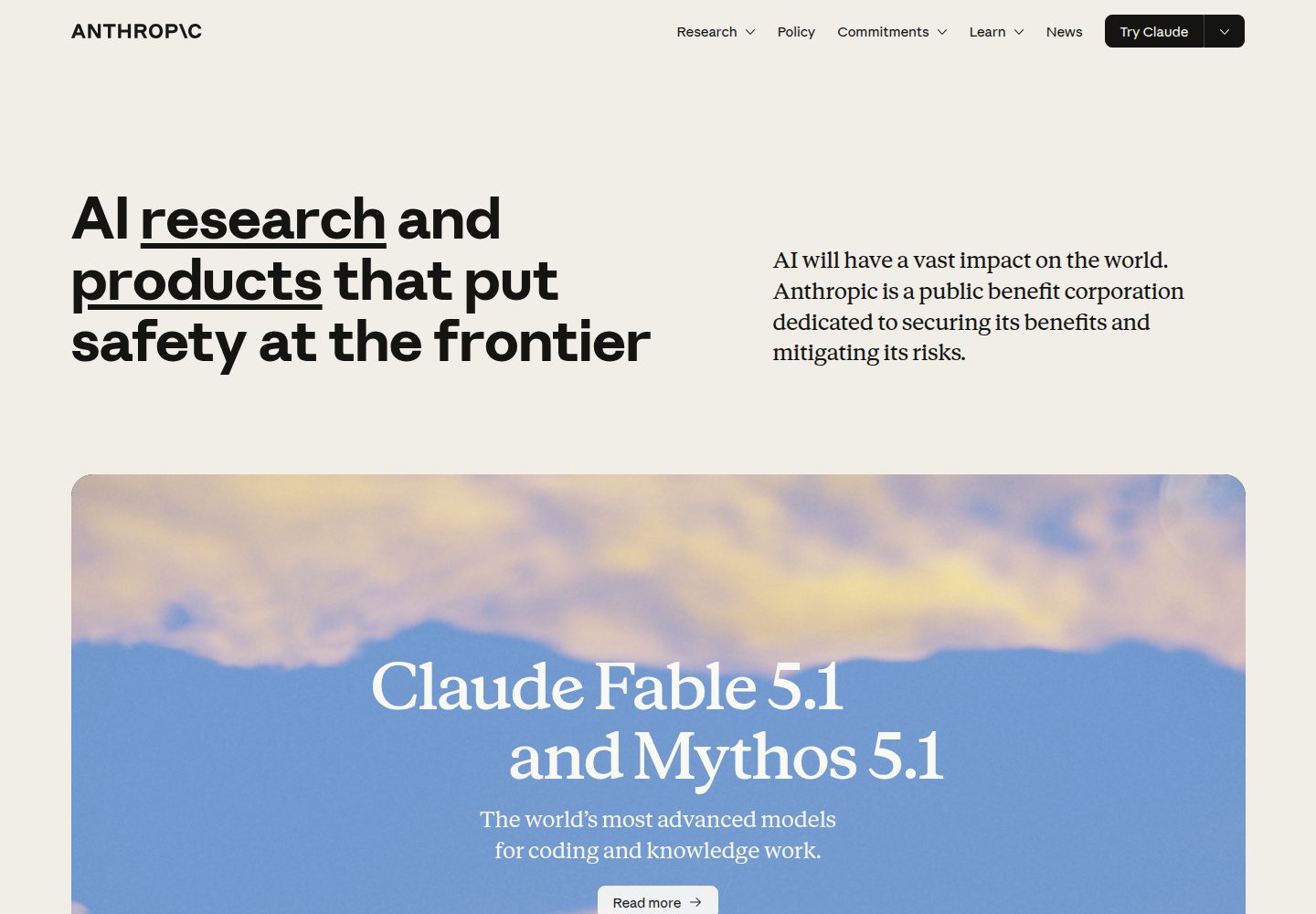 Anthropic website screenshot