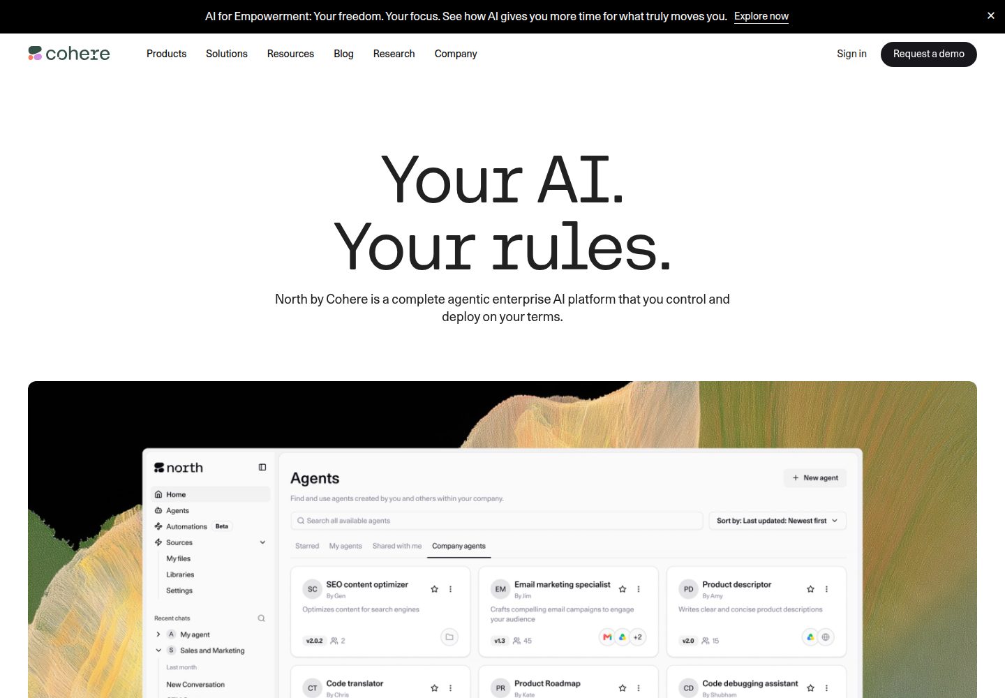 Cohere website screenshot