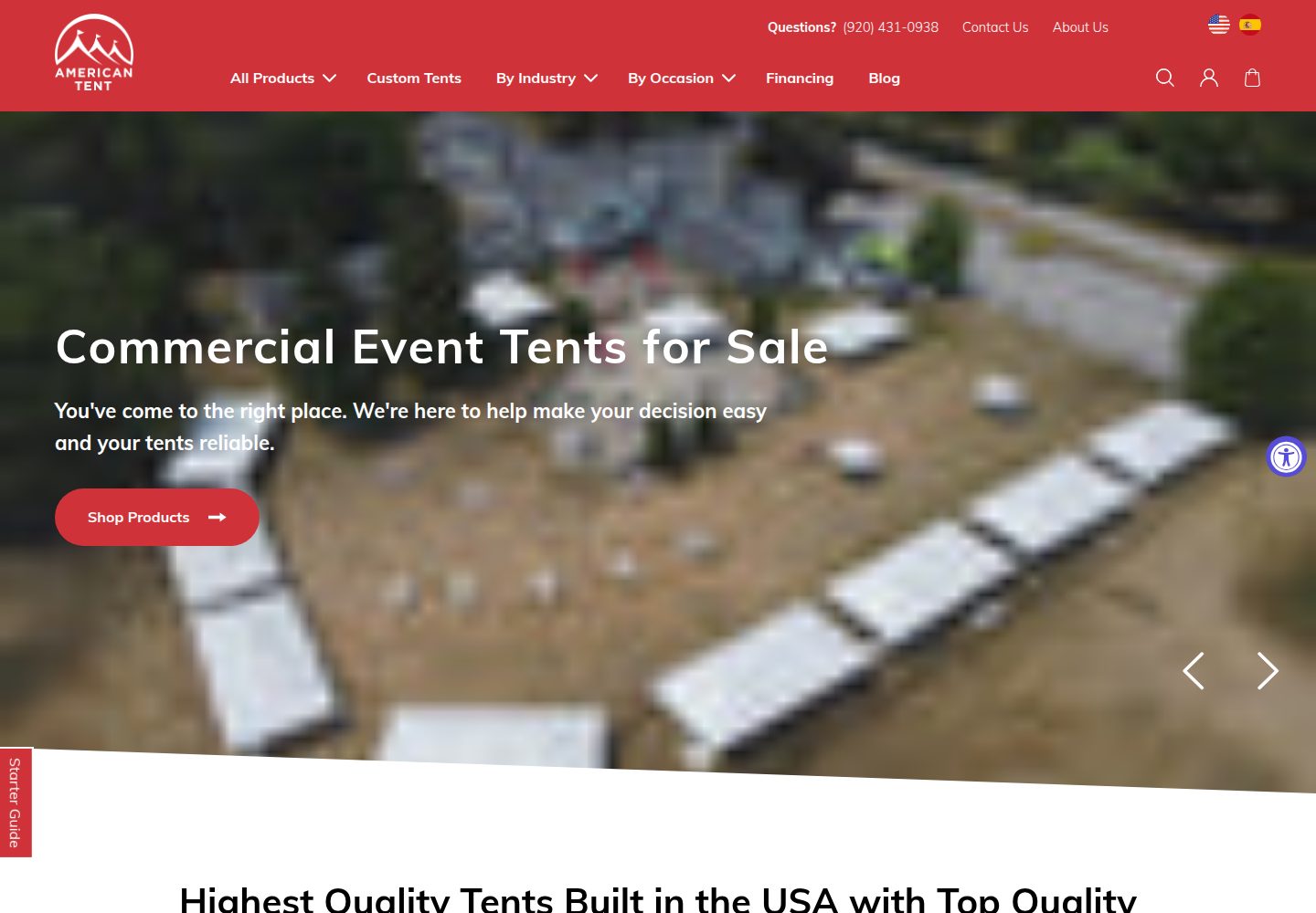 American Tent website screenshot