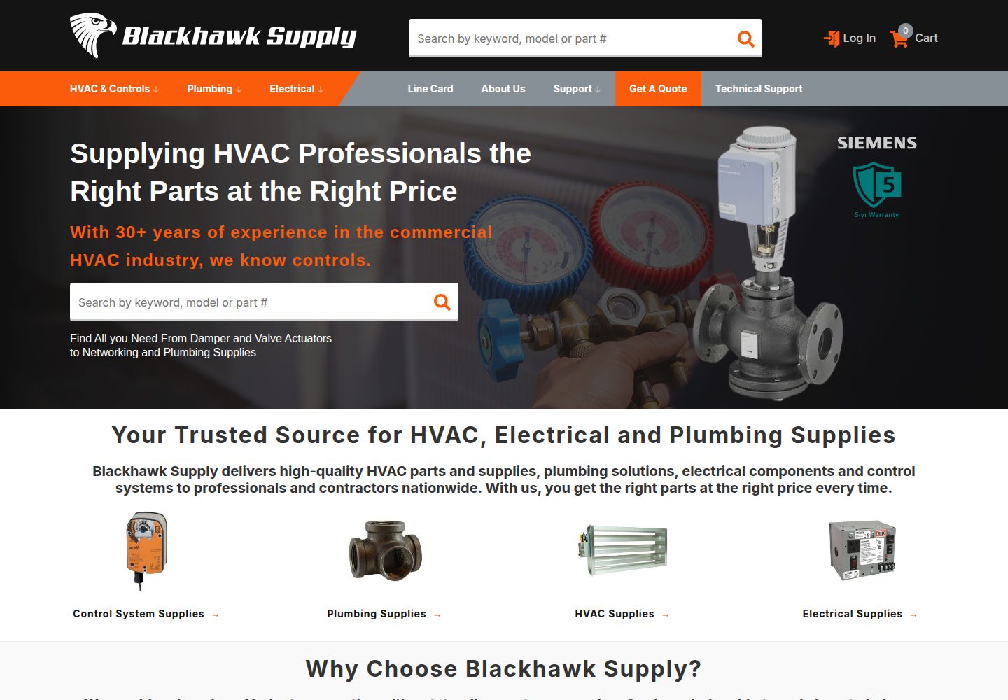 blackhawk Supply website screenshot