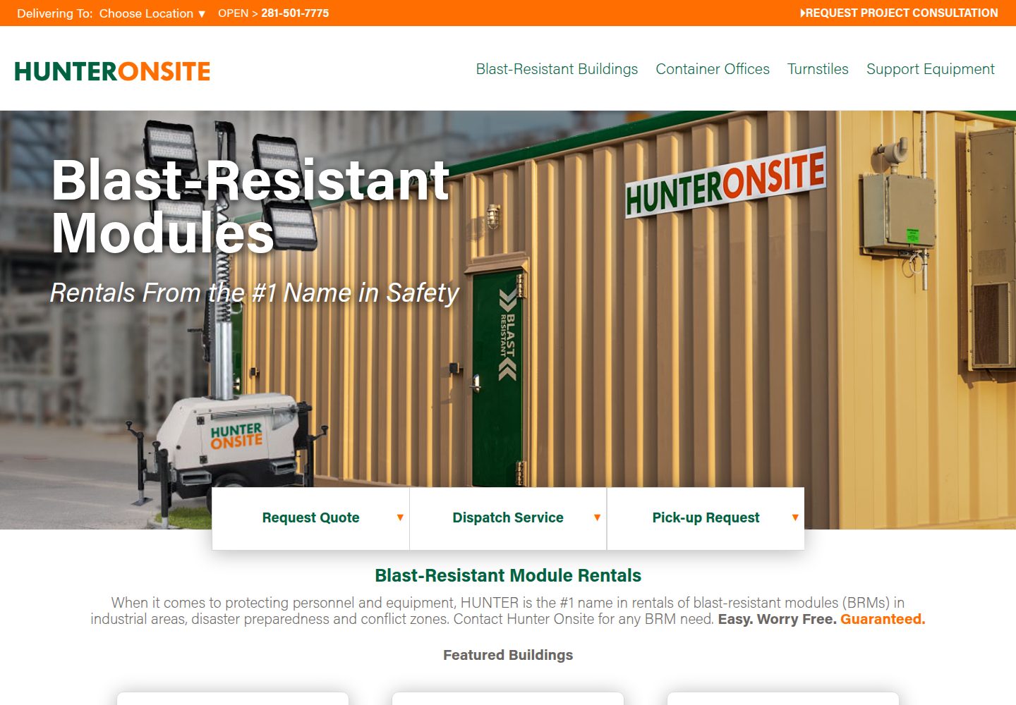 Hunter Onsite website screenshot