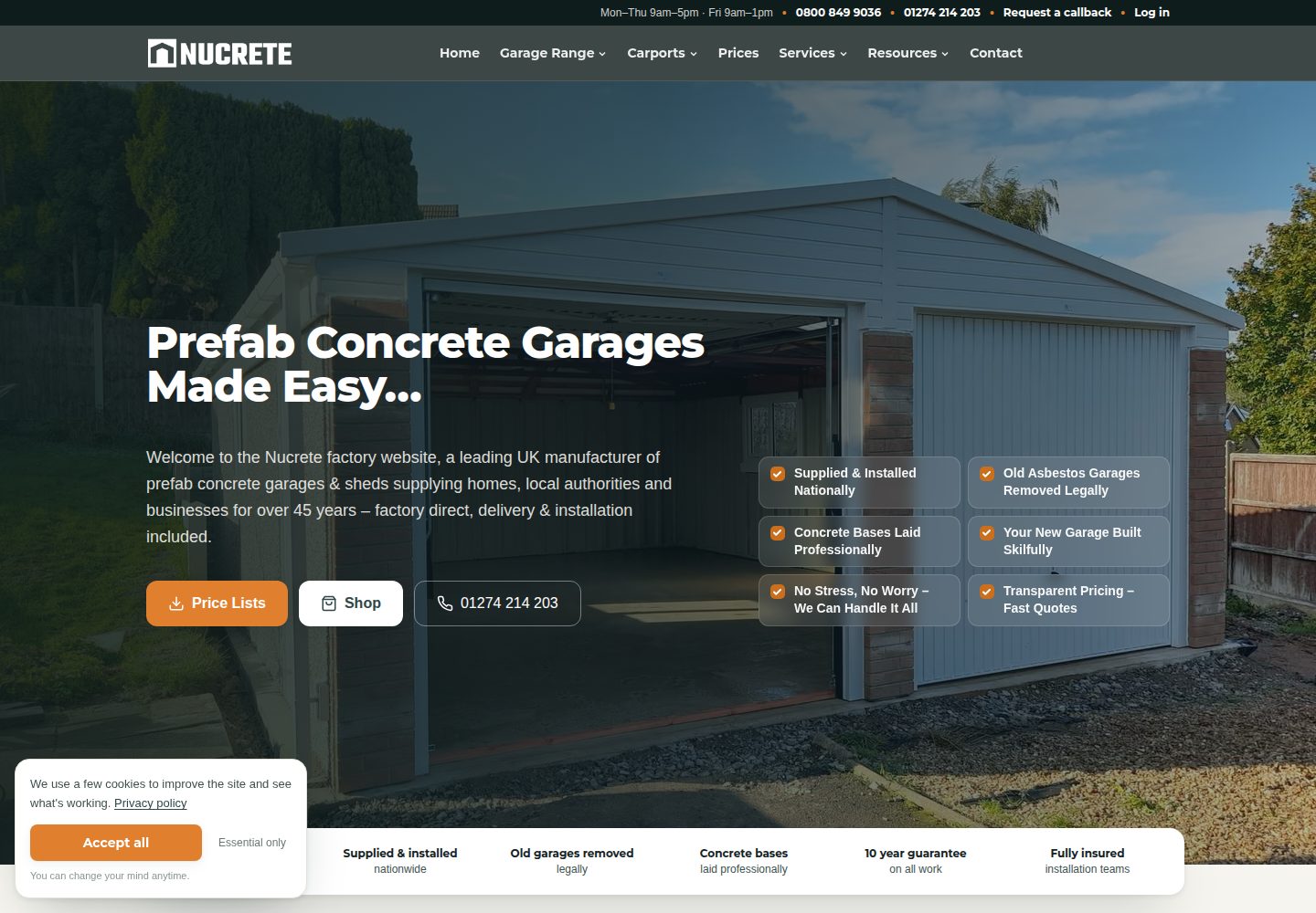 Carports and Garden Canopies website screenshot