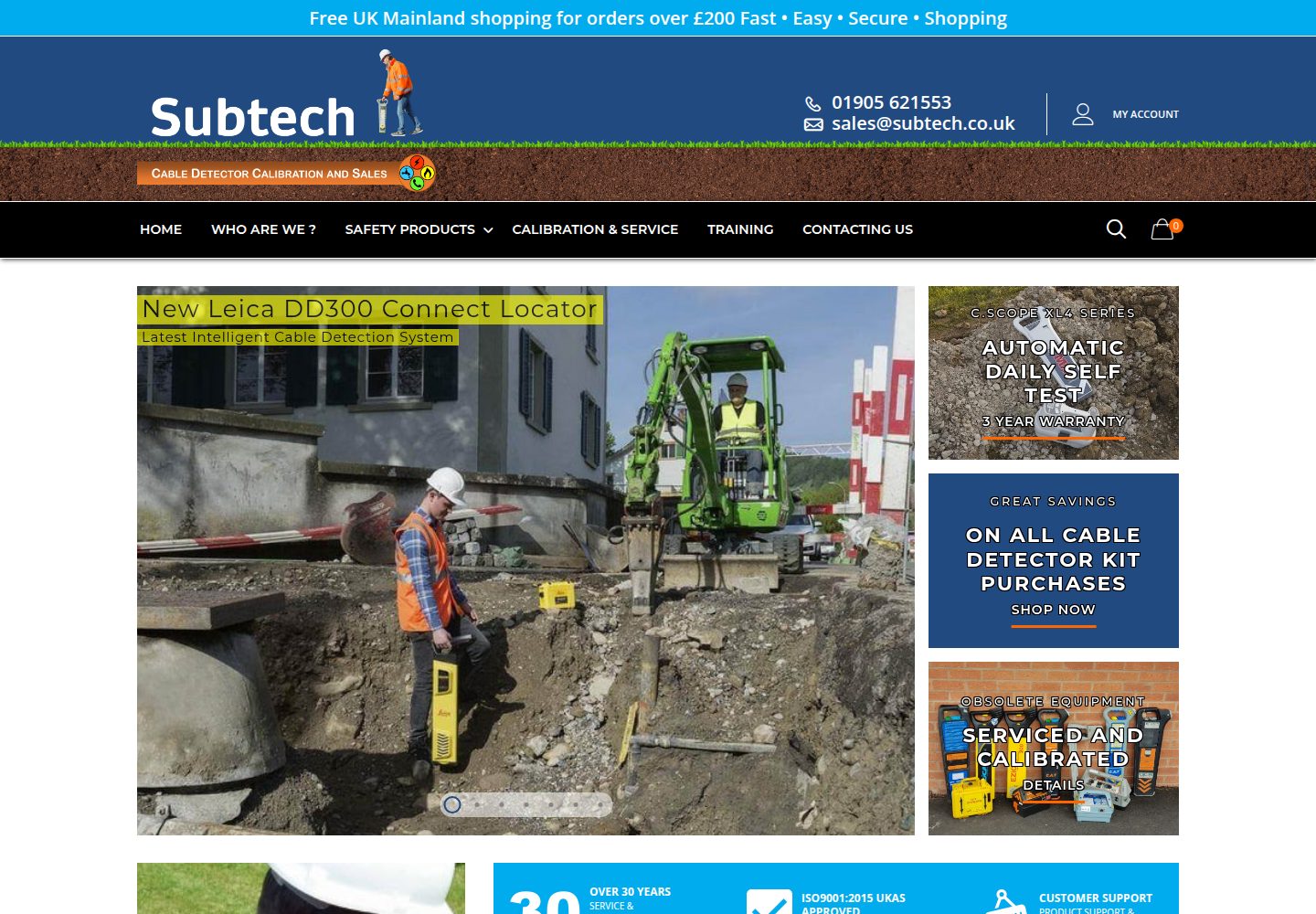 Subtech - Cable Locator Calibration and Sales website screenshot