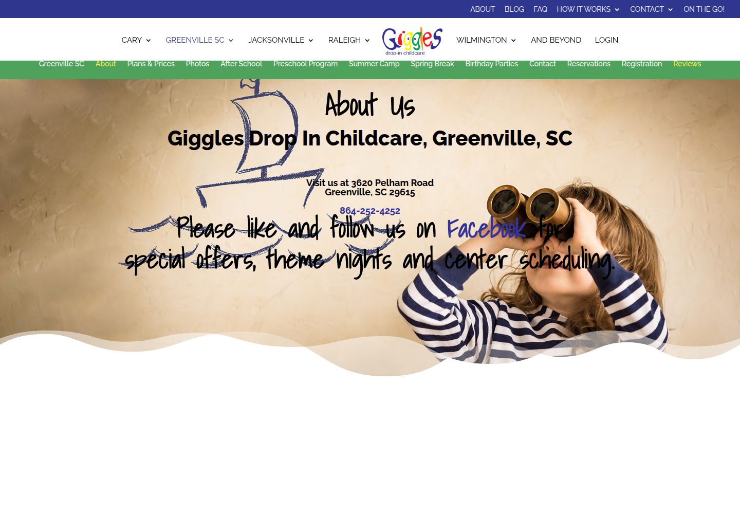 Giggles Drop-In Childcare on Pelham Rd website screenshot