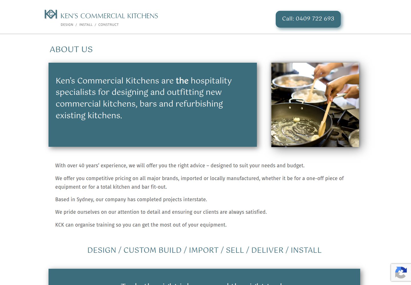 Ken's Commercial Kitchens website screenshot