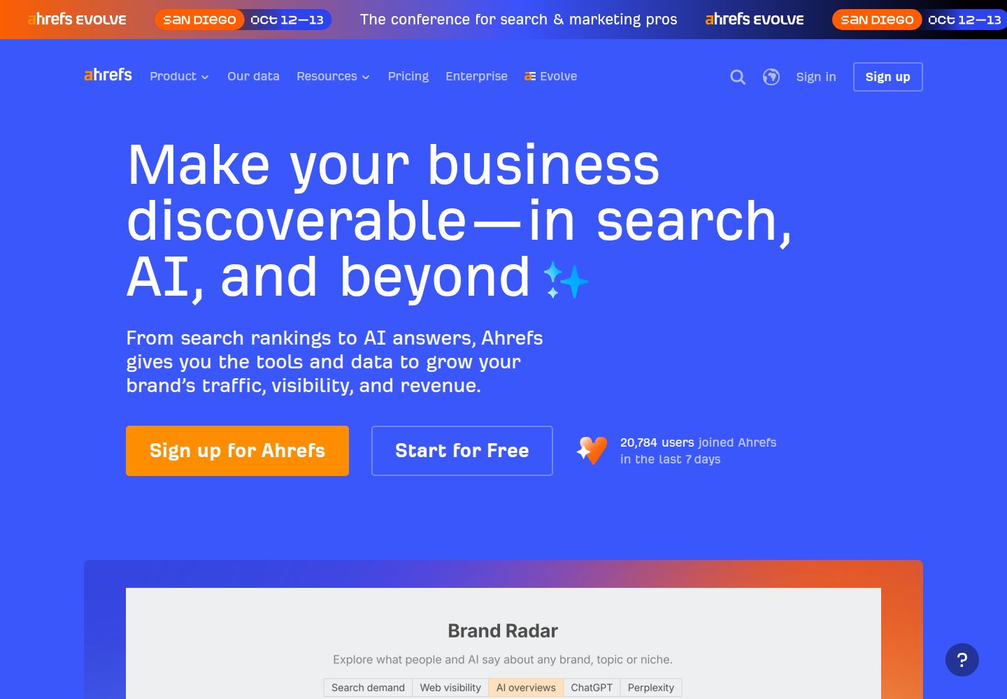 Ahrefs website screenshot