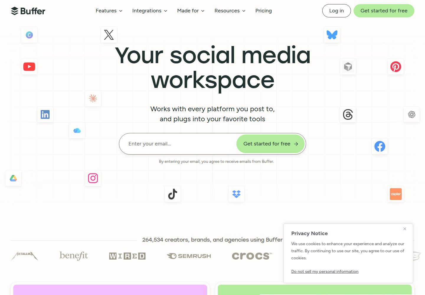 Buffer website screenshot