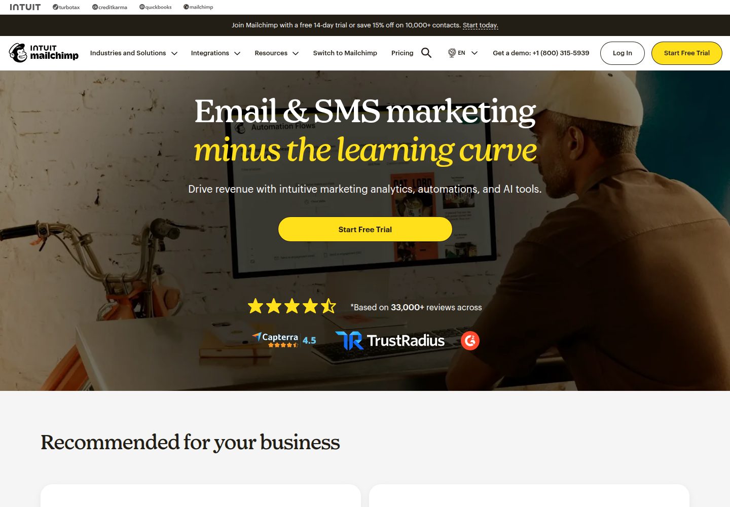 Mailchimp website screenshot