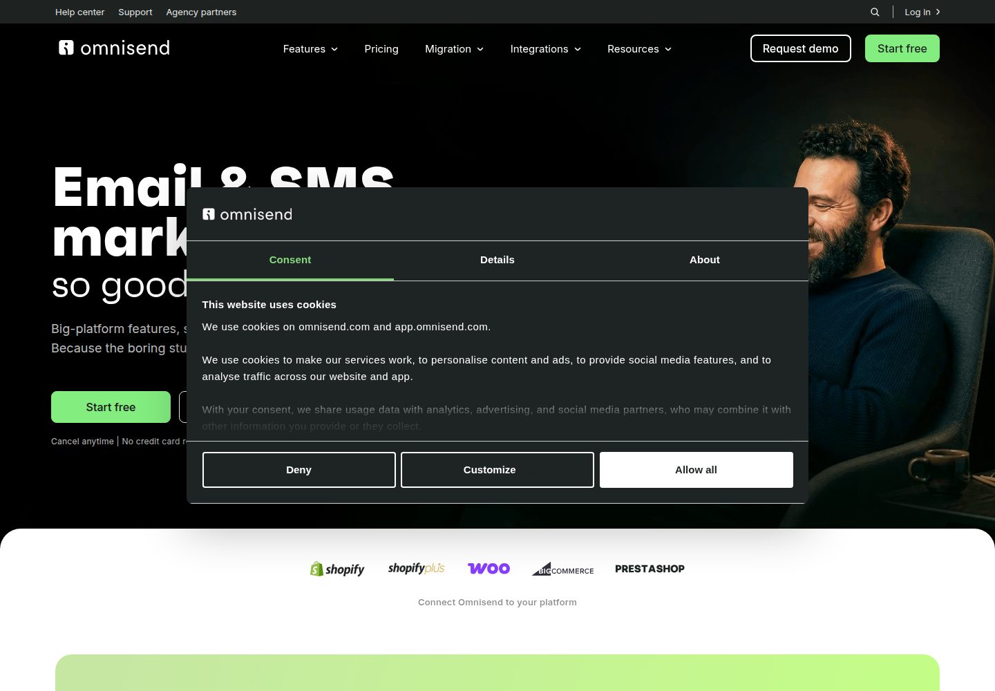 Omnisend website screenshot