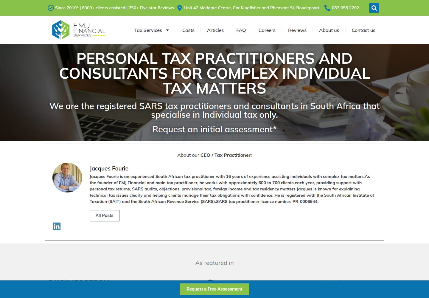 FMJ Financial Services website screenshot