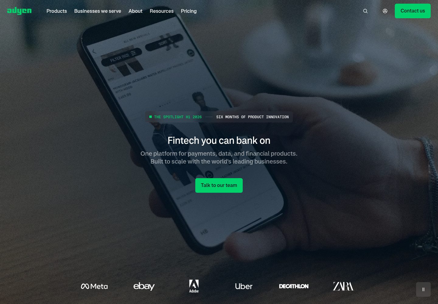 Adyen website screenshot
