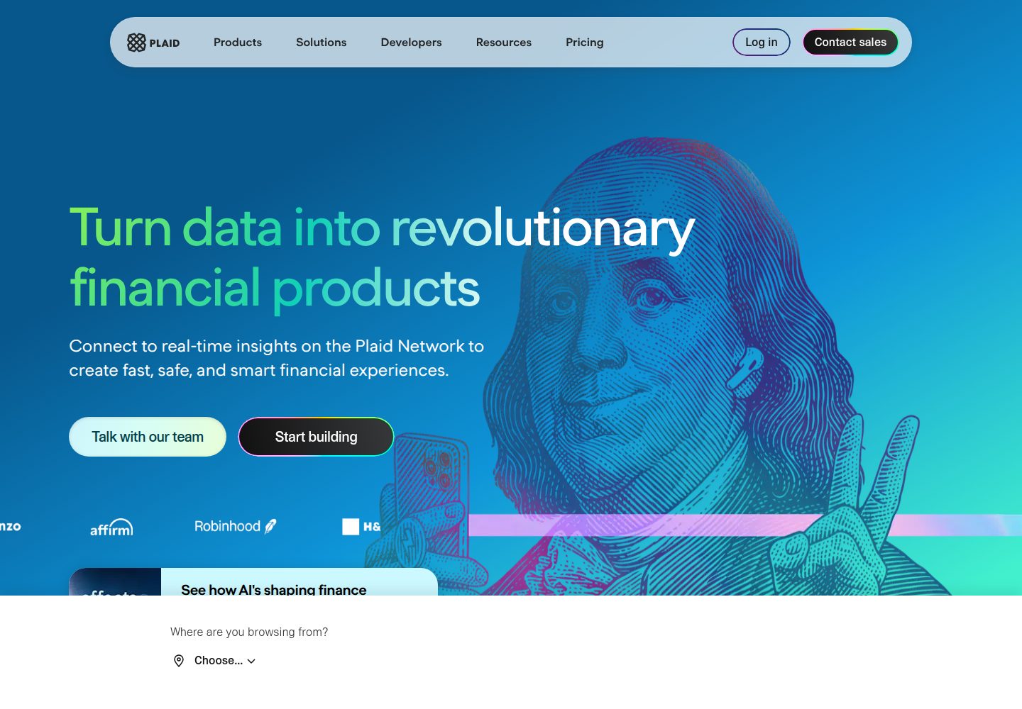Plaid website screenshot