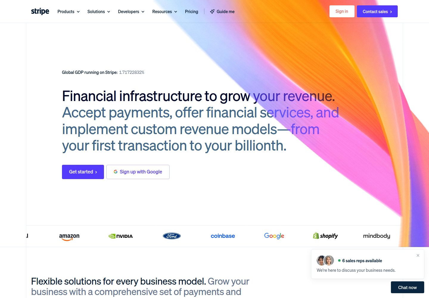 Stripe website screenshot