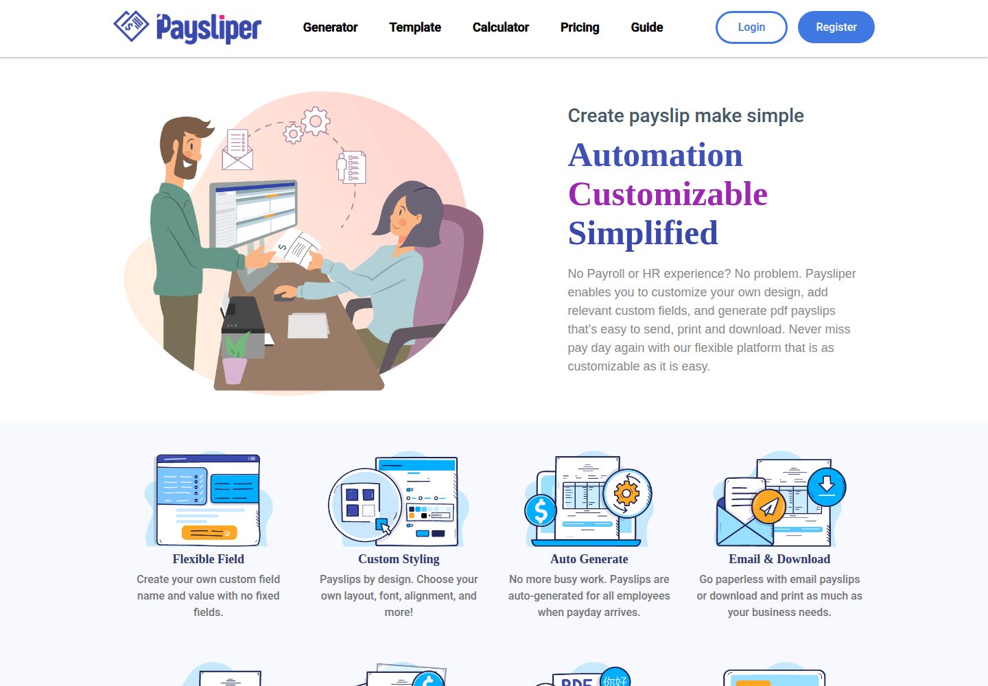 Create Payslip in minute - Paysliper website screenshot