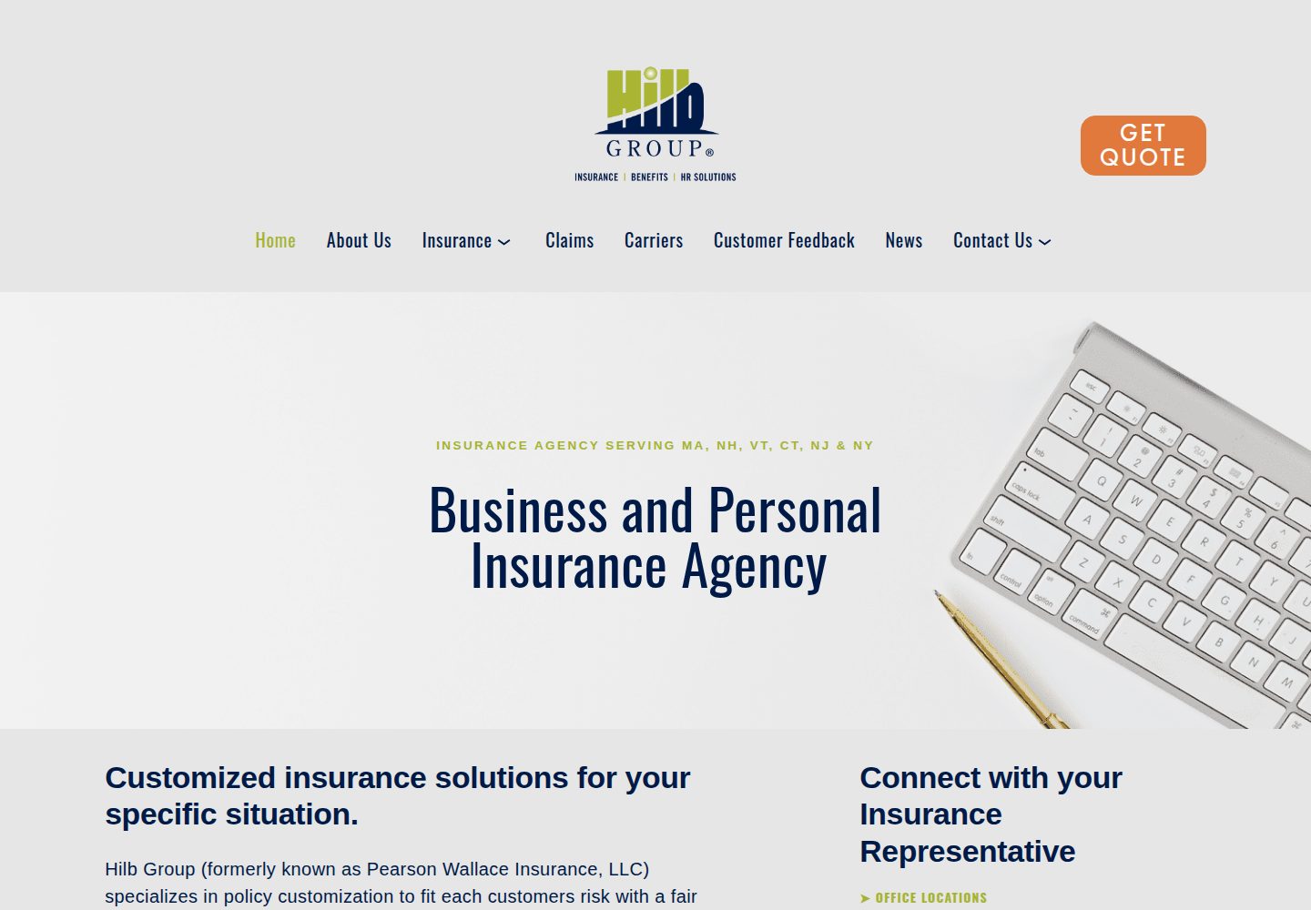 Life Insurance Agency Pittsfield MA website screenshot