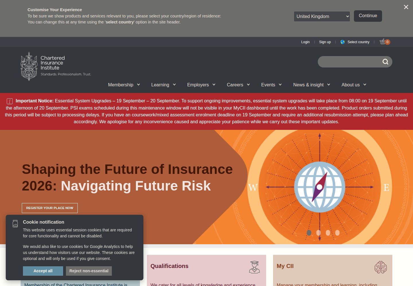 Chartered Insurance Institute website screenshot
