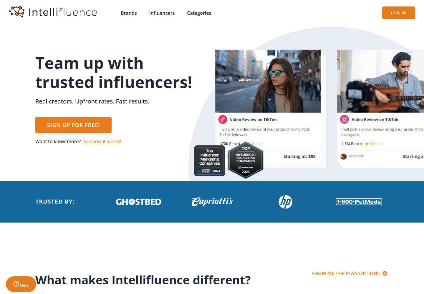 Intellifluence Influencer Marketing website screenshot
