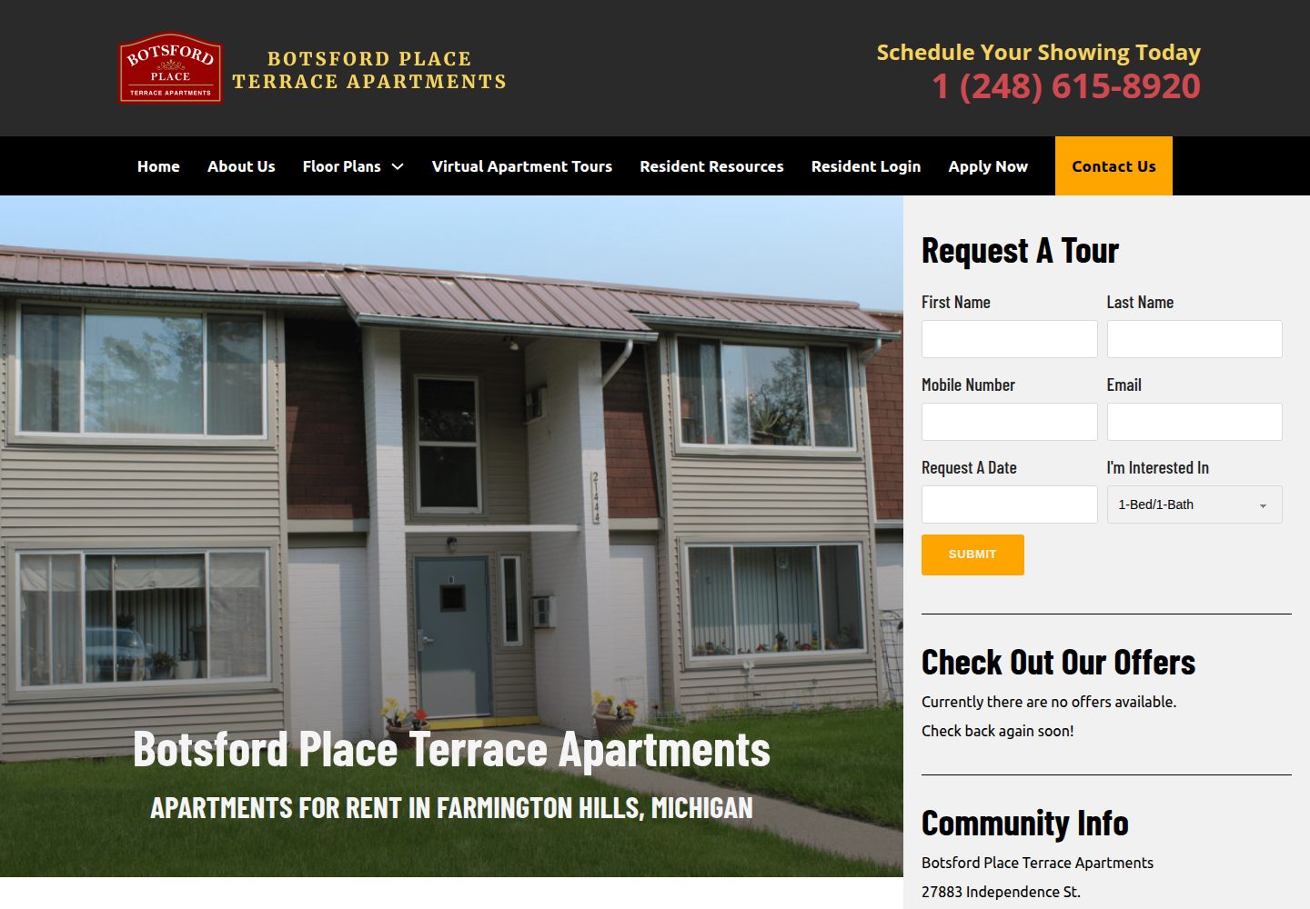 Apartments In Farmington Hills website screenshot