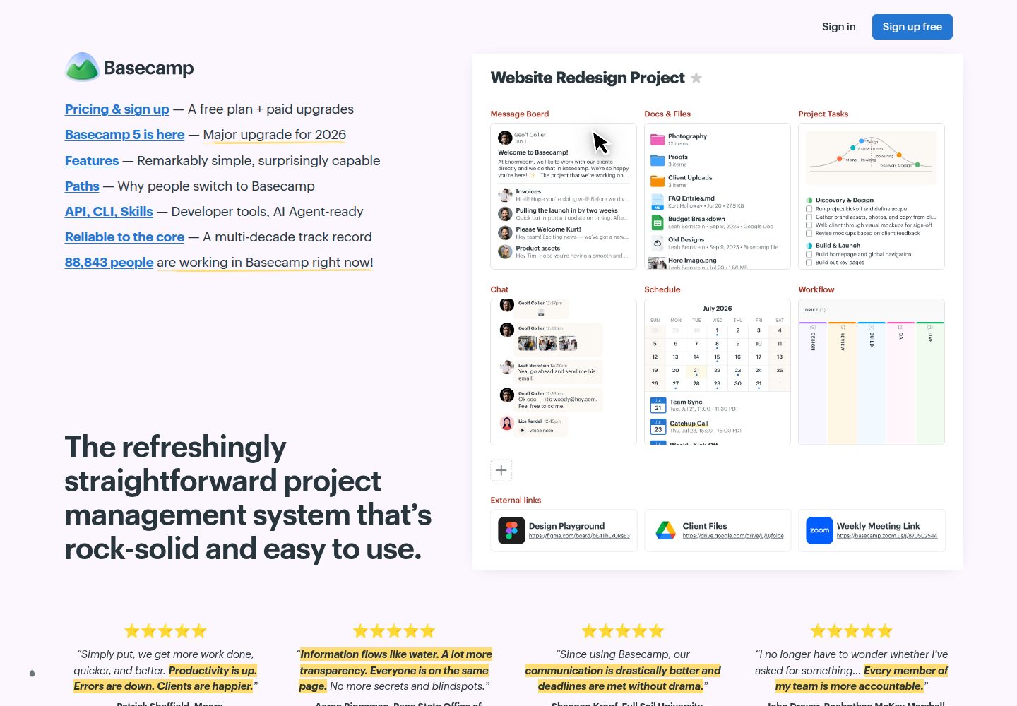 Basecamp website screenshot