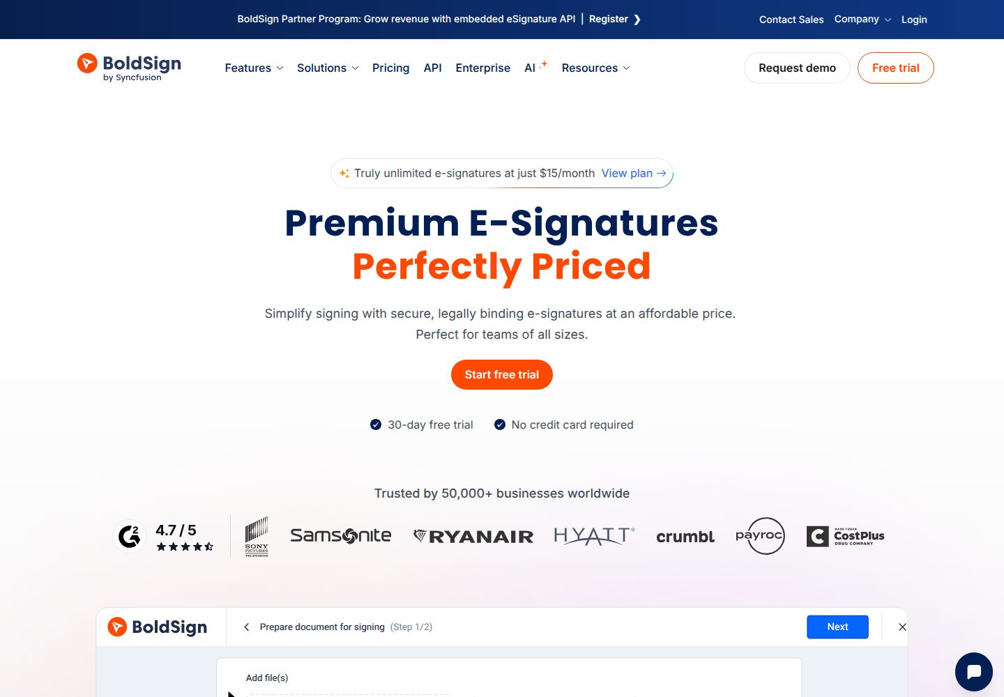 BoldSign website screenshot