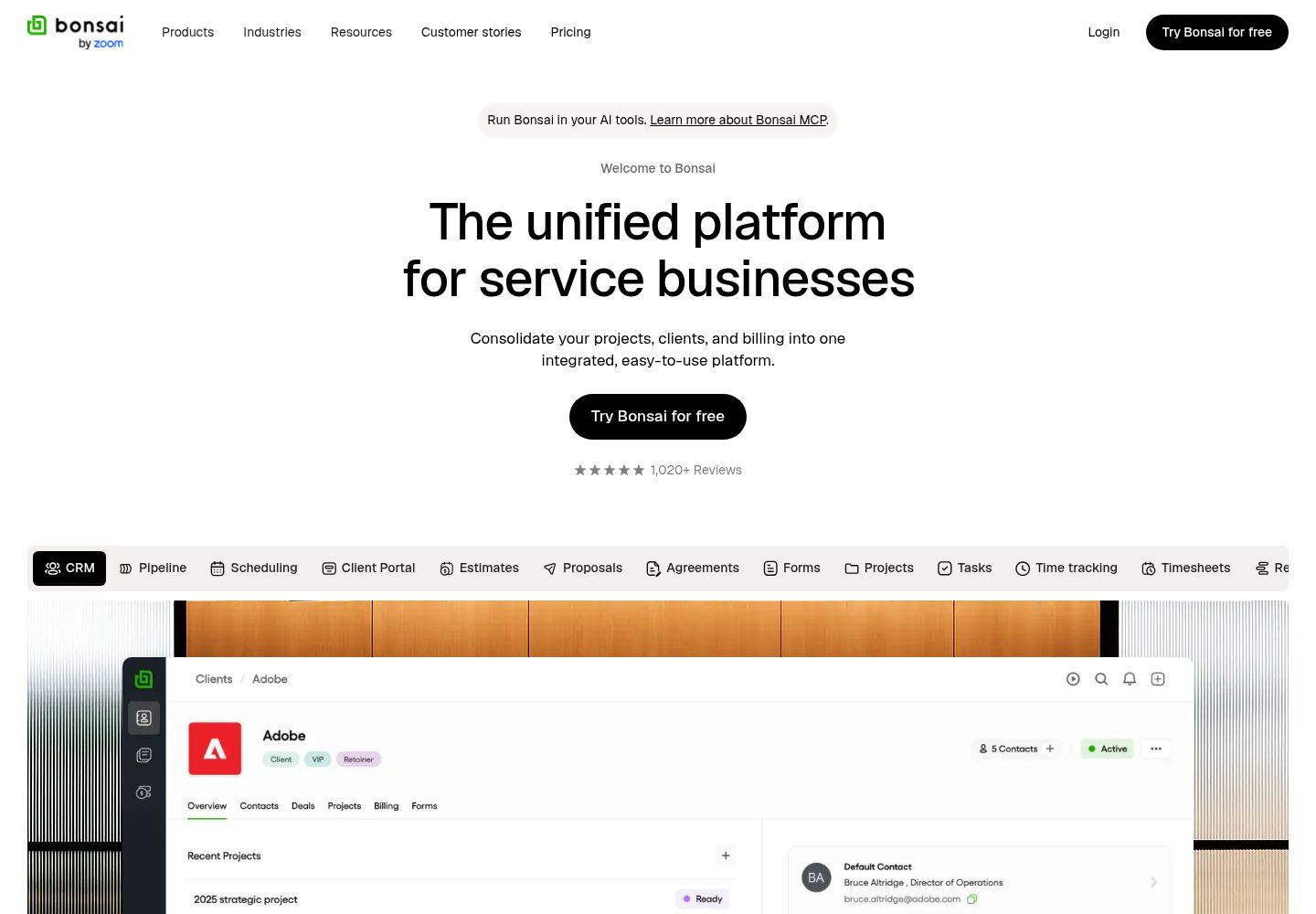Bonsai website screenshot