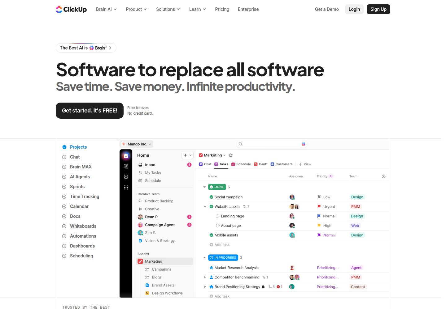 ClickUp website screenshot
