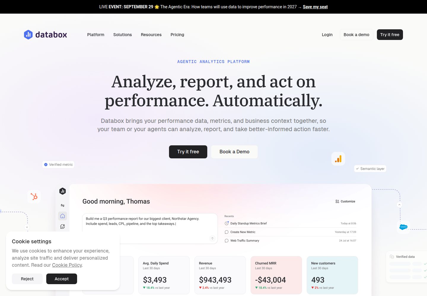 Databox website screenshot