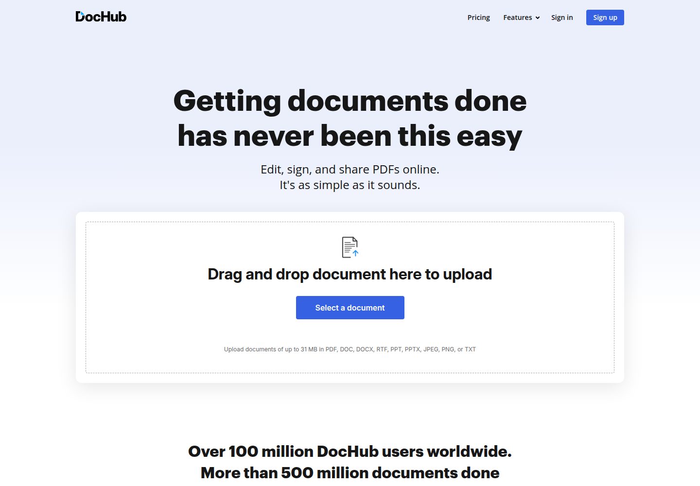 DocHub website screenshot