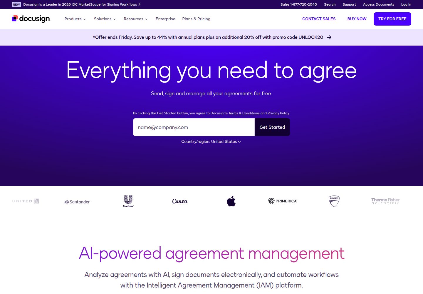 Docusign website screenshot