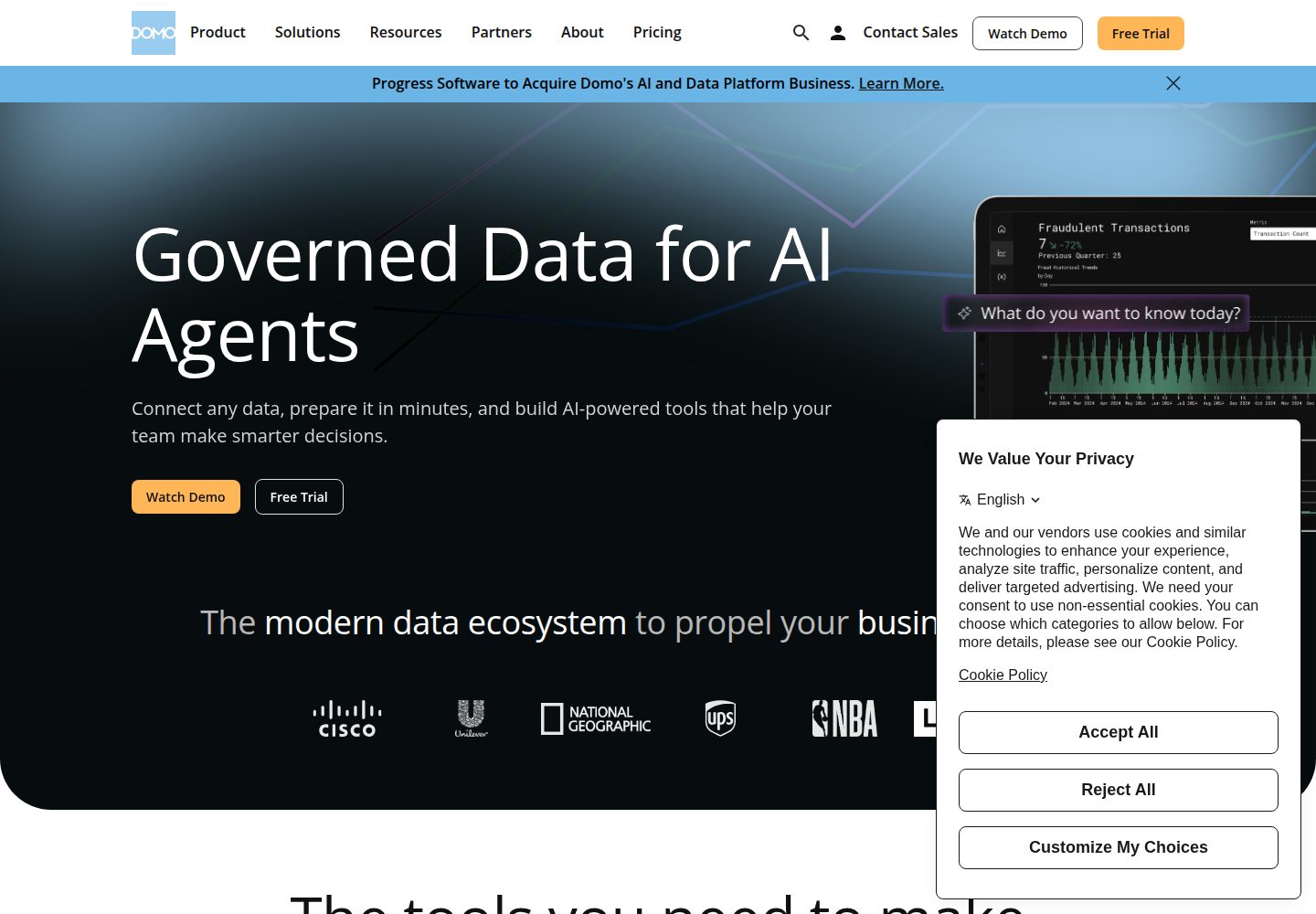 Domo website screenshot