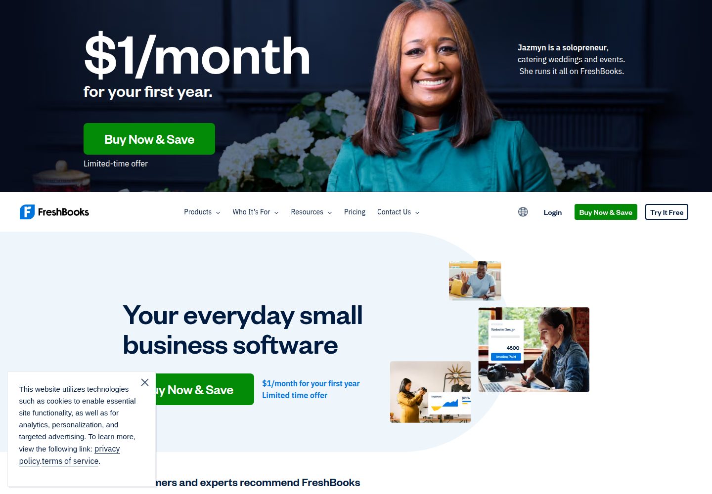 FreshBooks website screenshot