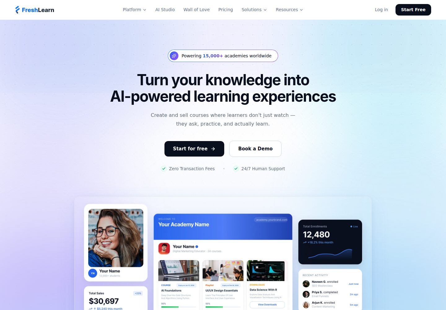 FreshLearn website screenshot