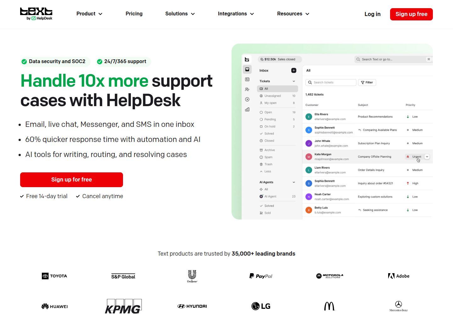 HelpDesk website screenshot