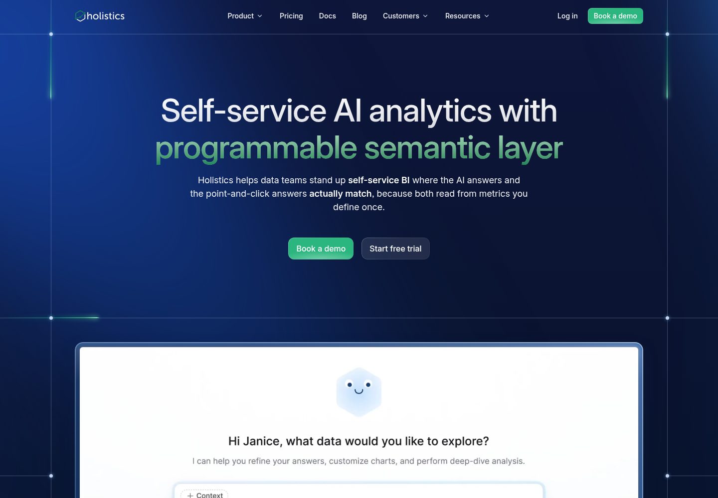 Holistics website screenshot