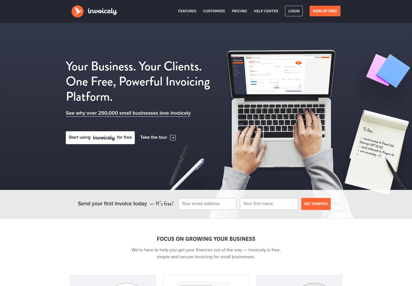 Invoicely website screenshot