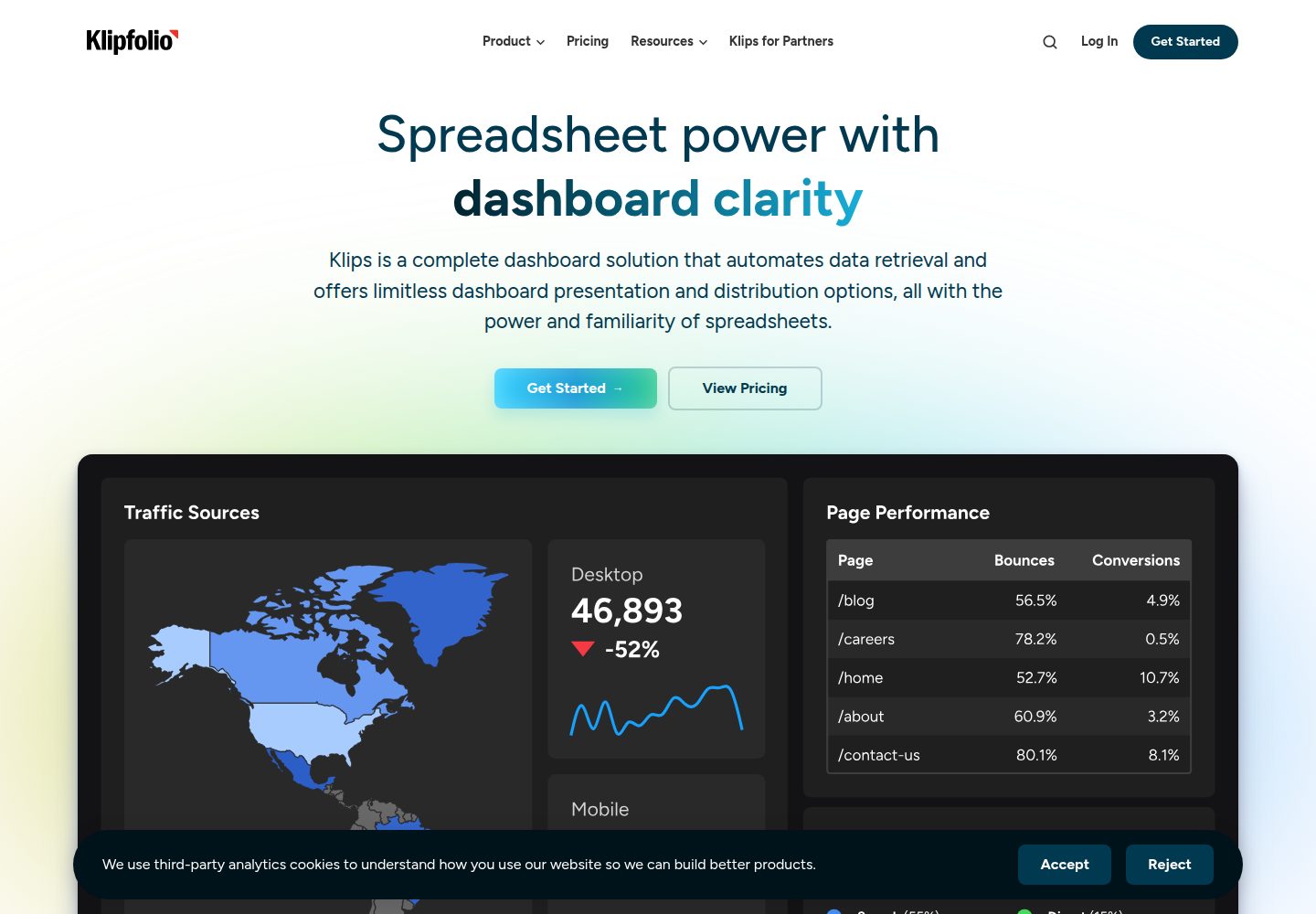 Klipfolio website screenshot
