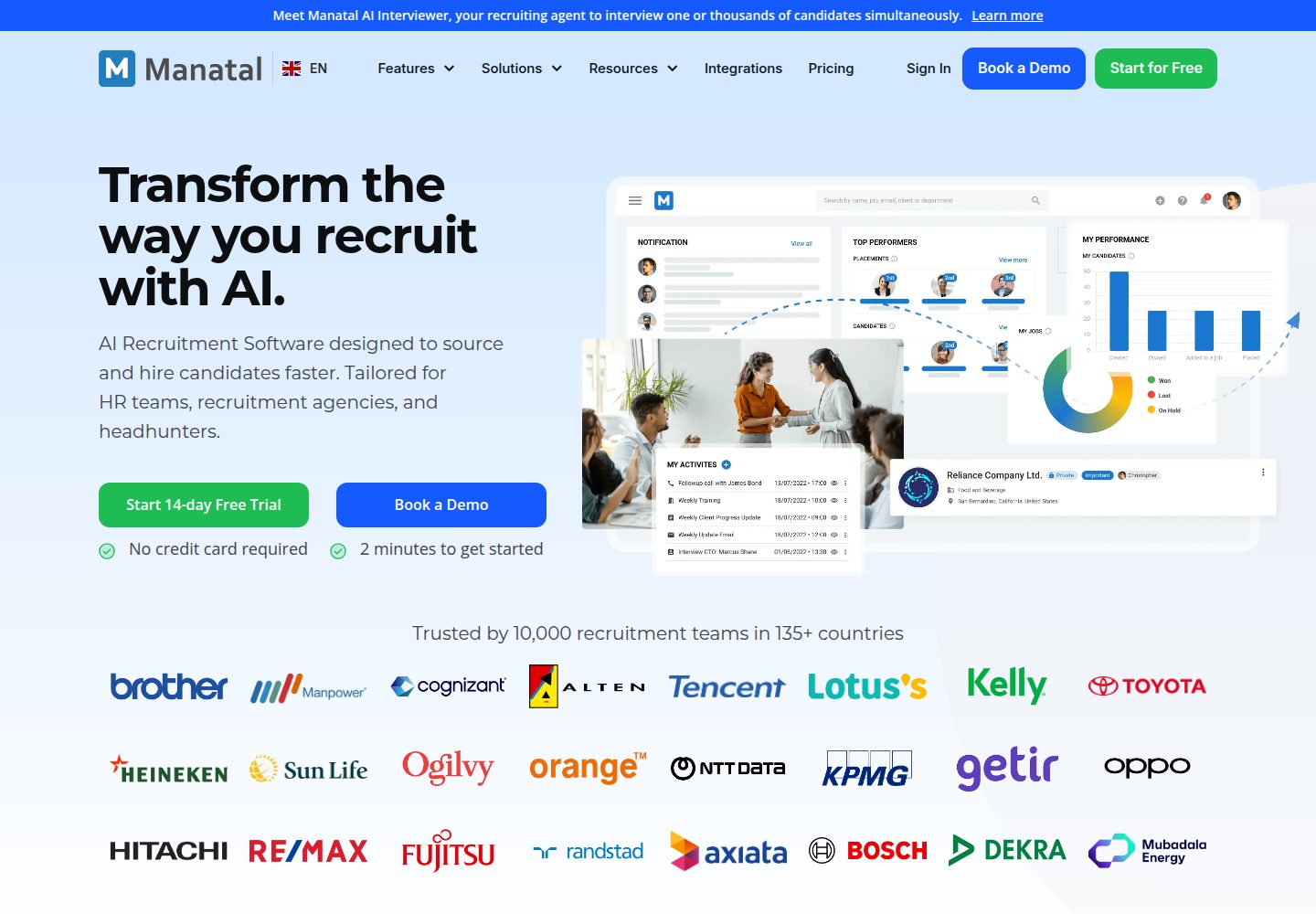 Manatal website screenshot