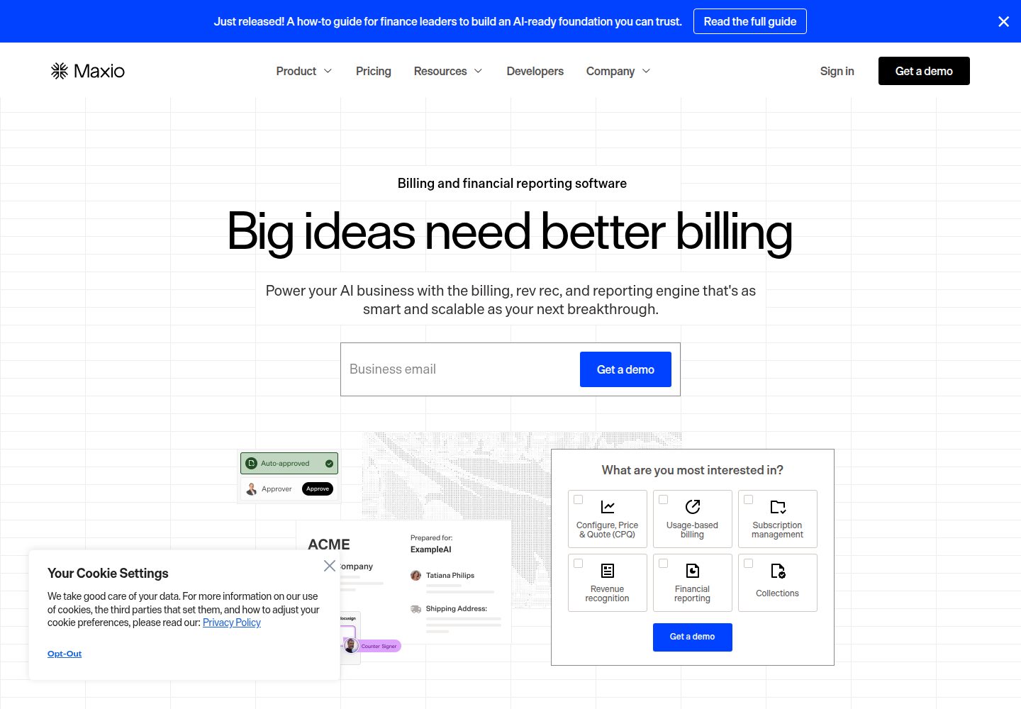 Maxio website screenshot