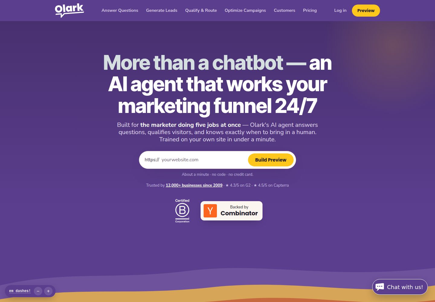 Olark website screenshot