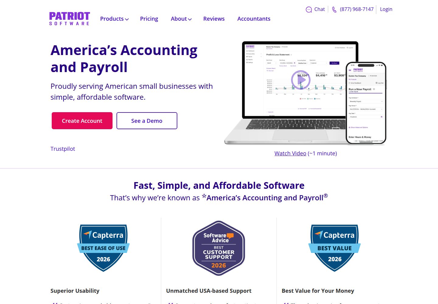 Patriot Software website screenshot