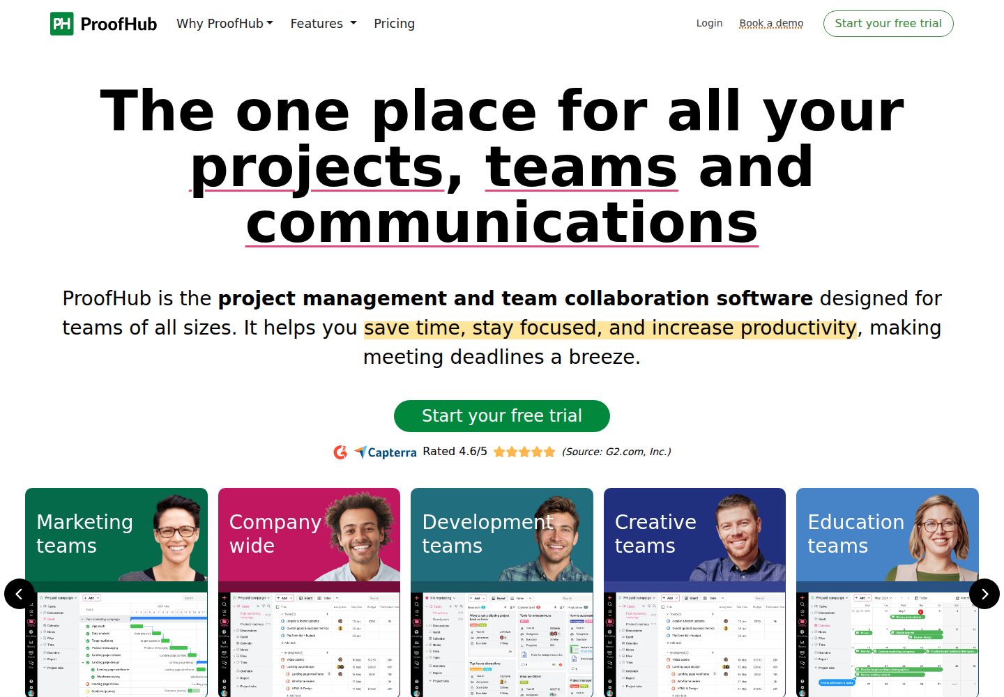 ProofHub website screenshot