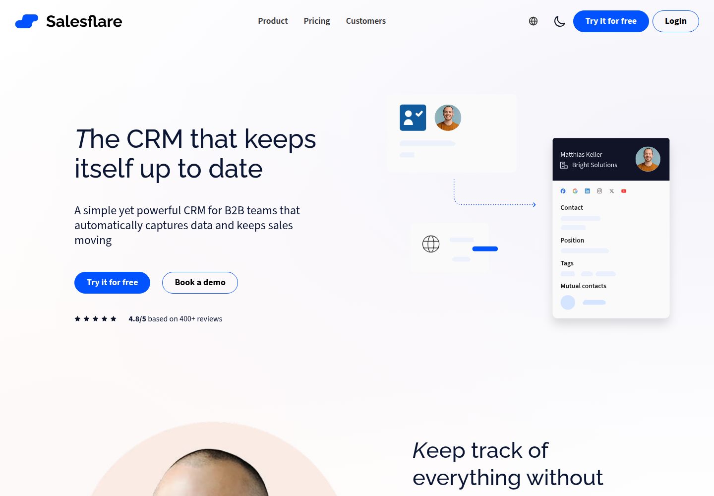 Salesflare website screenshot