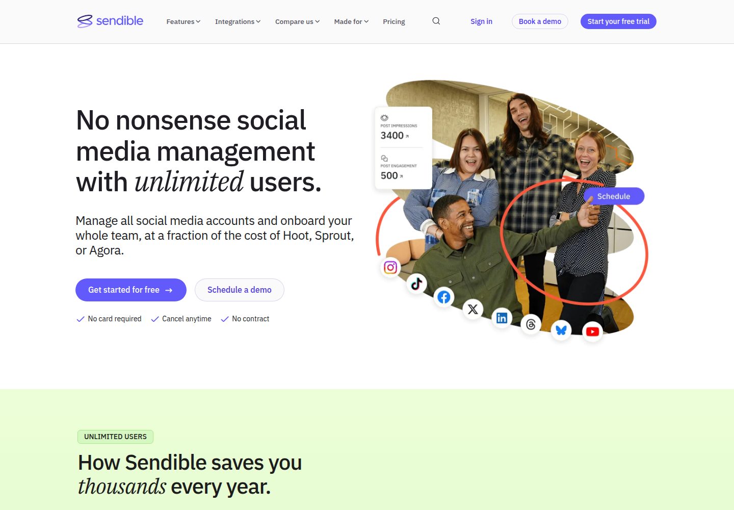 Sendible website screenshot