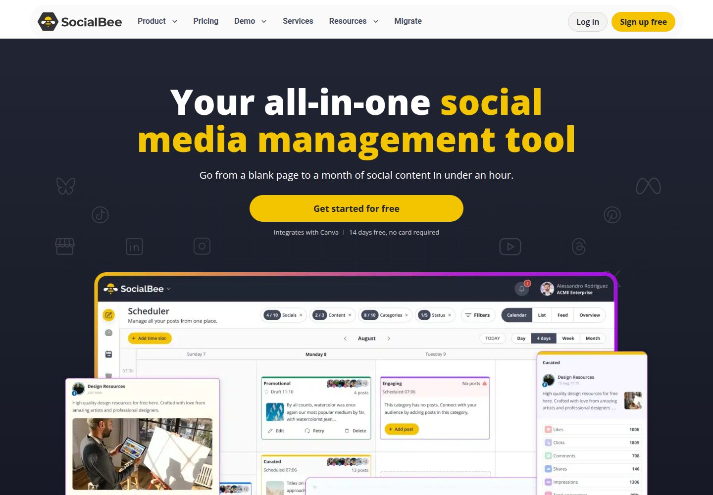 SocialBee website screenshot
