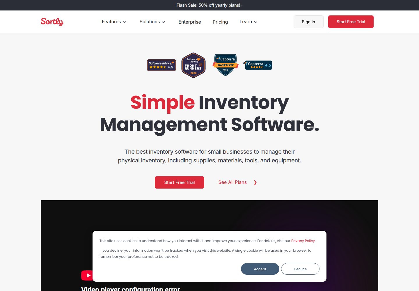 Sortly website screenshot